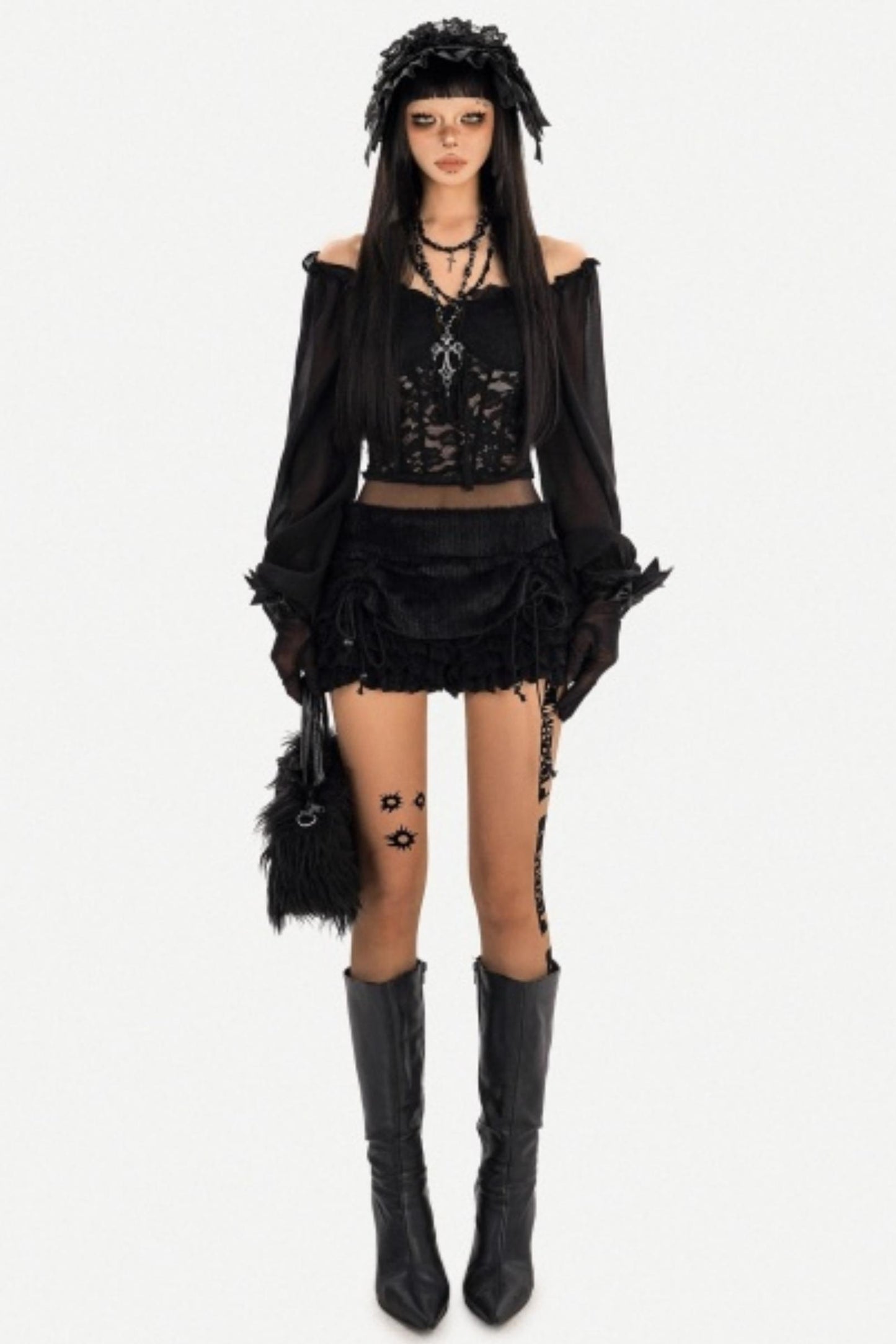 Black Lace Off-Shoulder Top