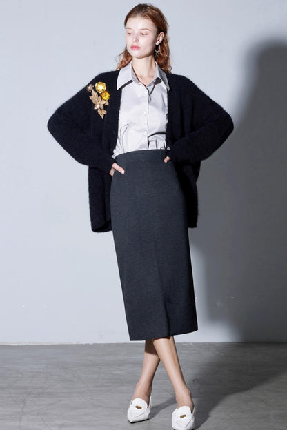 Alpaca Wool Midi Skirt