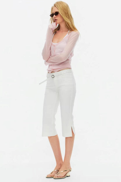 Low-Waist Equestrian Capri Trousers