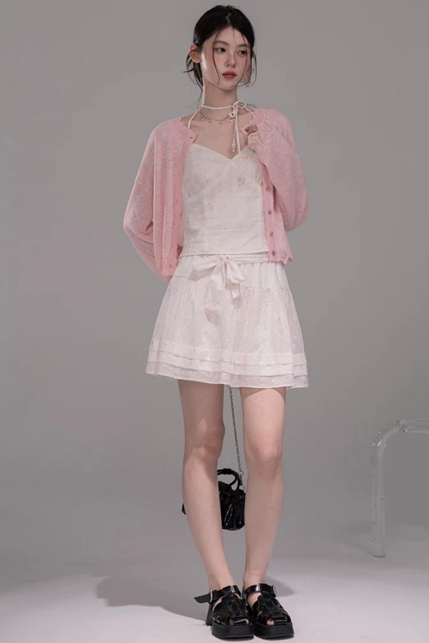 Lyocell Embroidered Batwing Blouse Set-Up