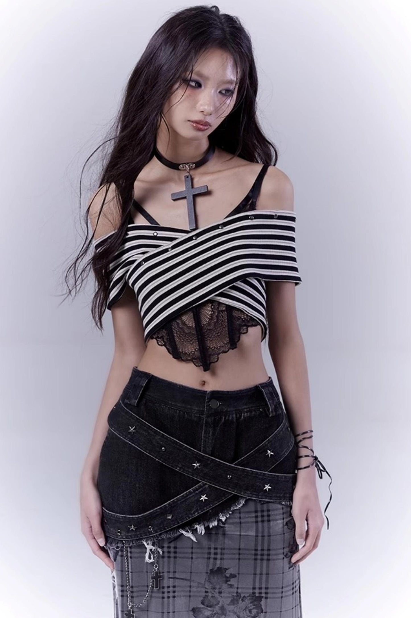 Striped Smock Blouse Set-Up