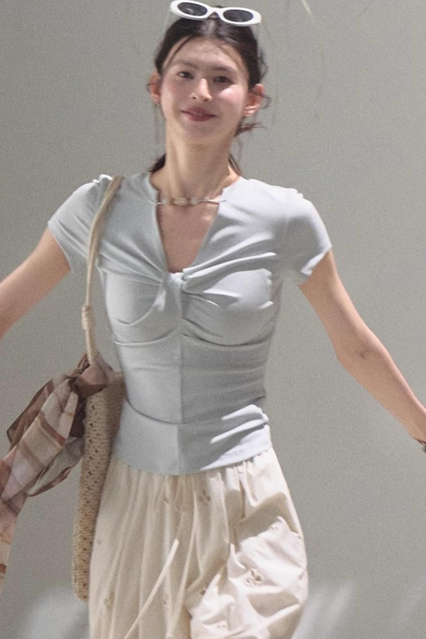 V-Neck Beaded T-Shirt