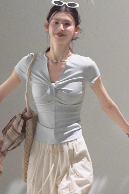 V-Neck Beaded T-Shirt