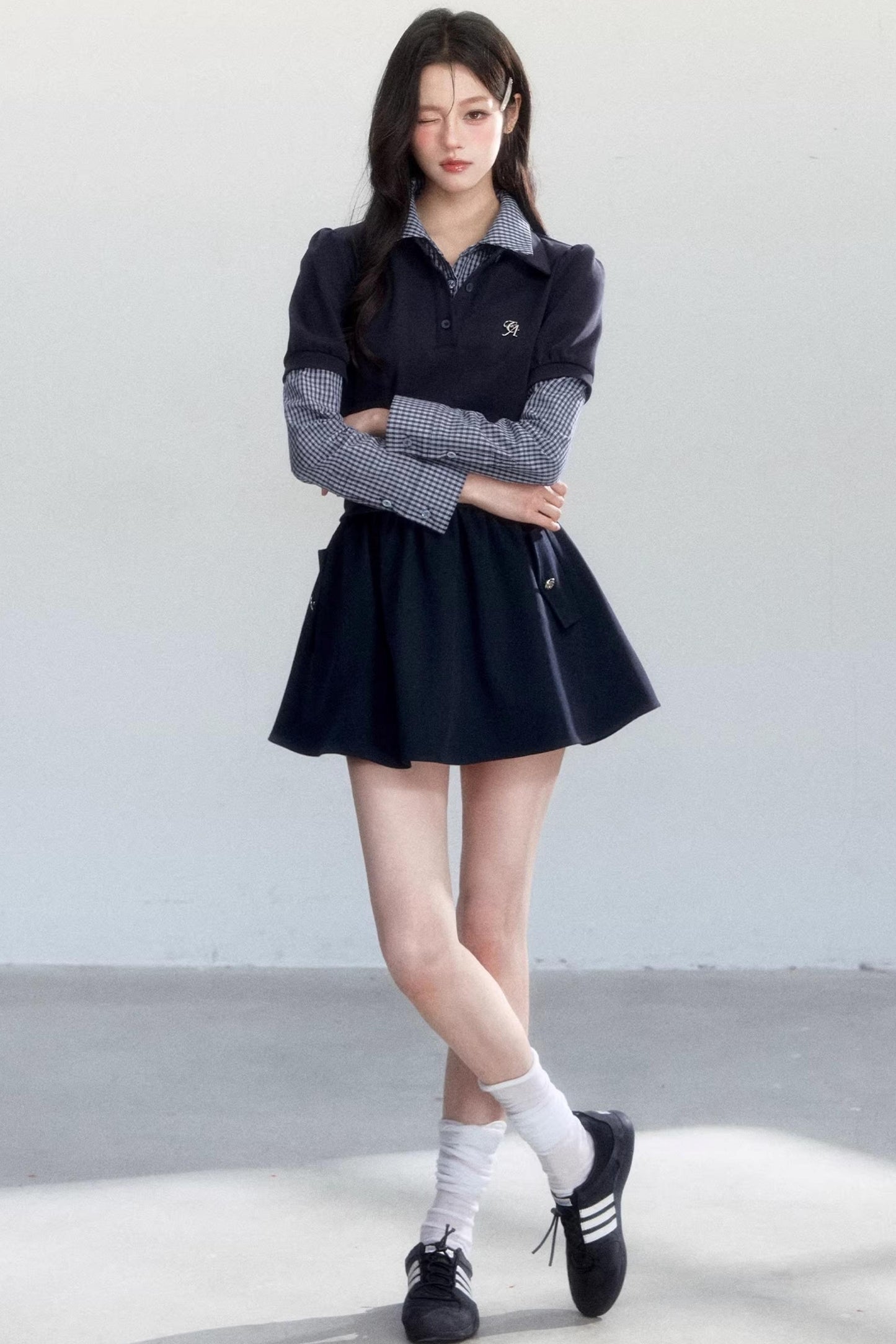 Vintage Plaid Two-Piece Top