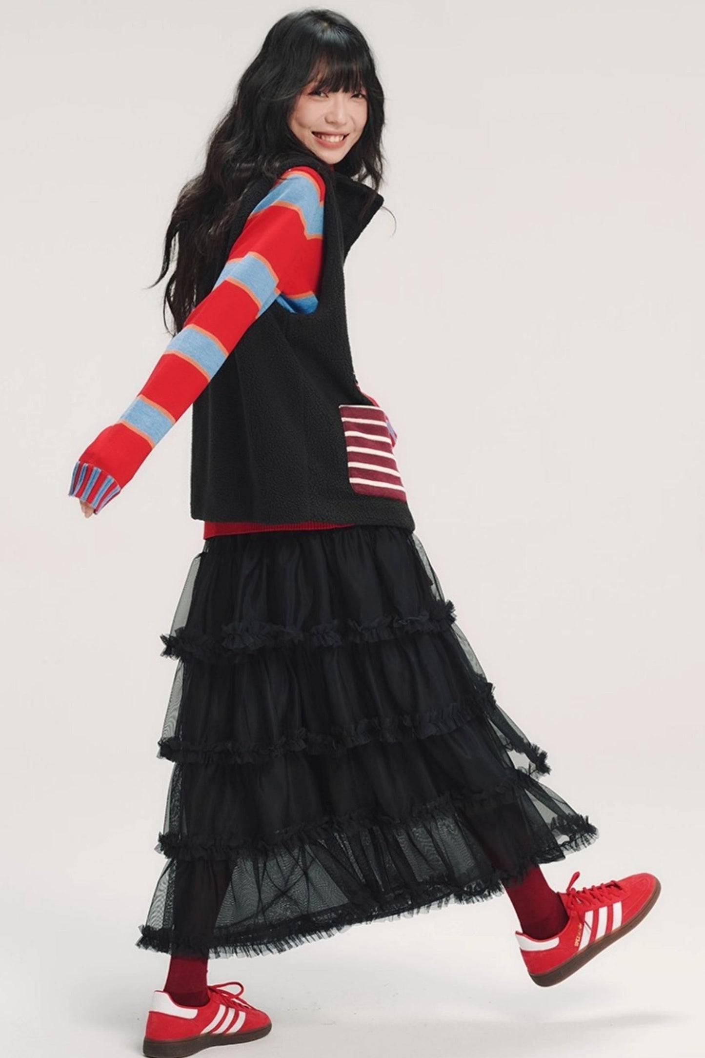 Hand-Painted Cherry Applique Vest Jacket