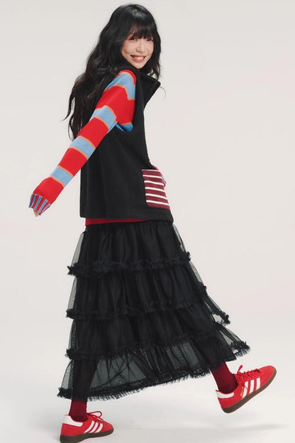 Hand-Painted Cherry Applique Vest Jacket