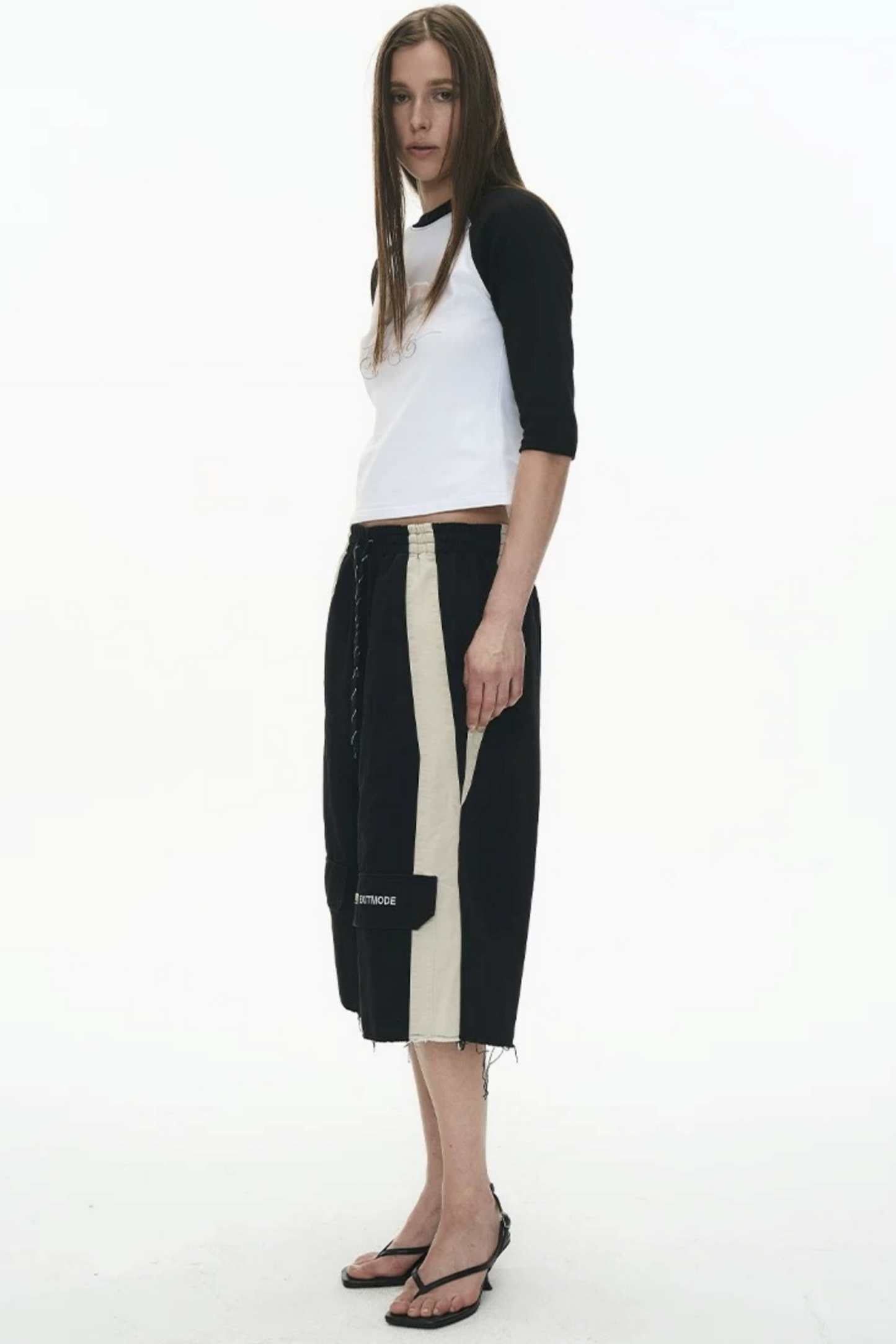 Washed Distressed Patchwork Shorts