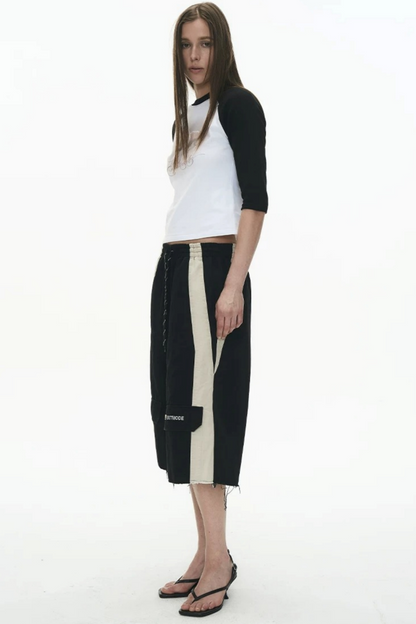 Washed Distressed Patchwork Shorts