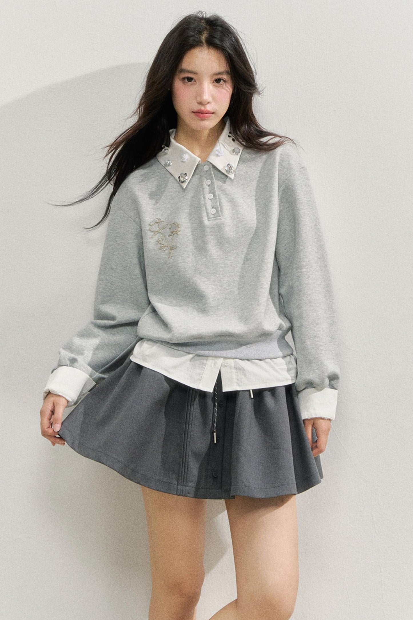Gray Rose Sweatshirt