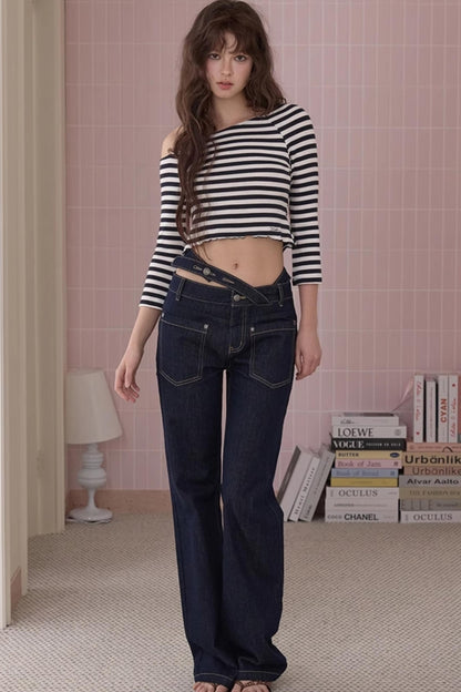 Summer Chic Cross-Waist Jeans