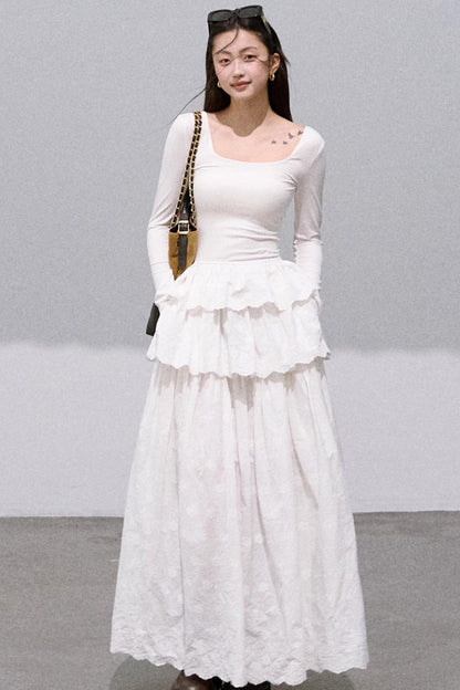 Lyocell Cotton Panelled U-Neck Knitted Dress