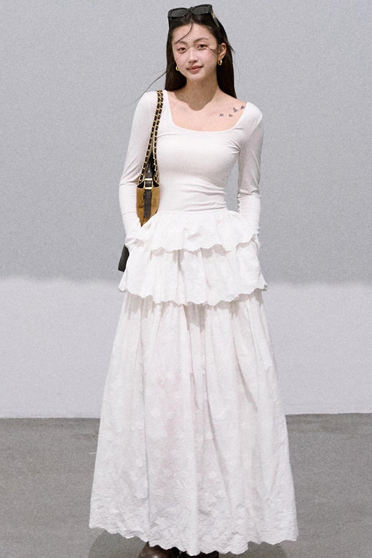 Lyocell Cotton Panelled U-Neck Knitted Dress