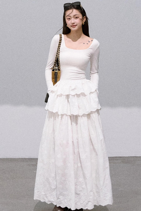 Lyocell Cotton Panelled U-Neck Knitted Dress