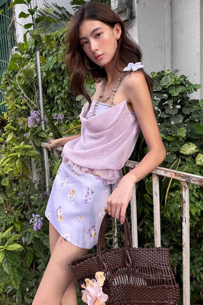 Silk Halter Top & Skirt Set-Up