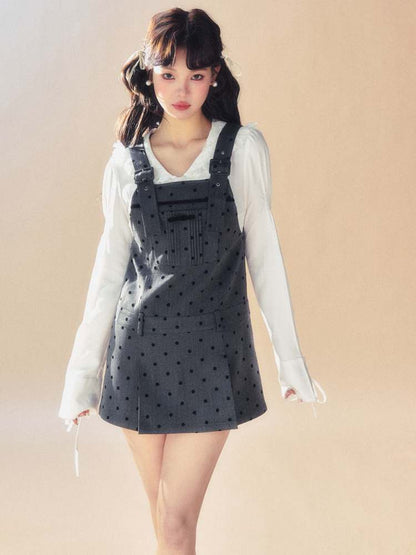 Retro Polka Dot Suspender Dress