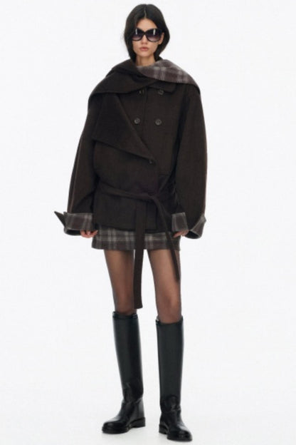 Lapel Asymmetrical Wool Coat Set-Up