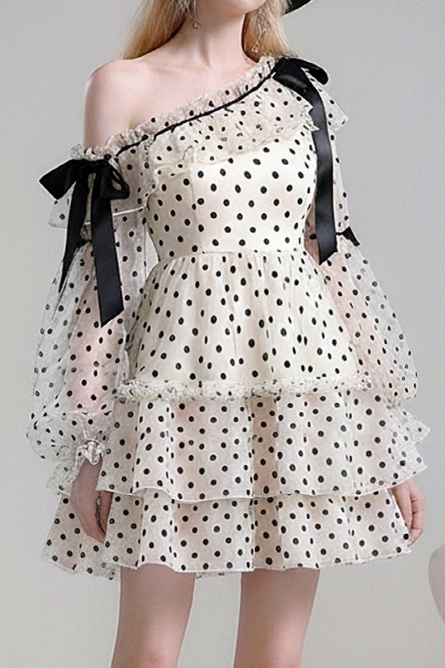 Polka Dot One-Shoulder Dress