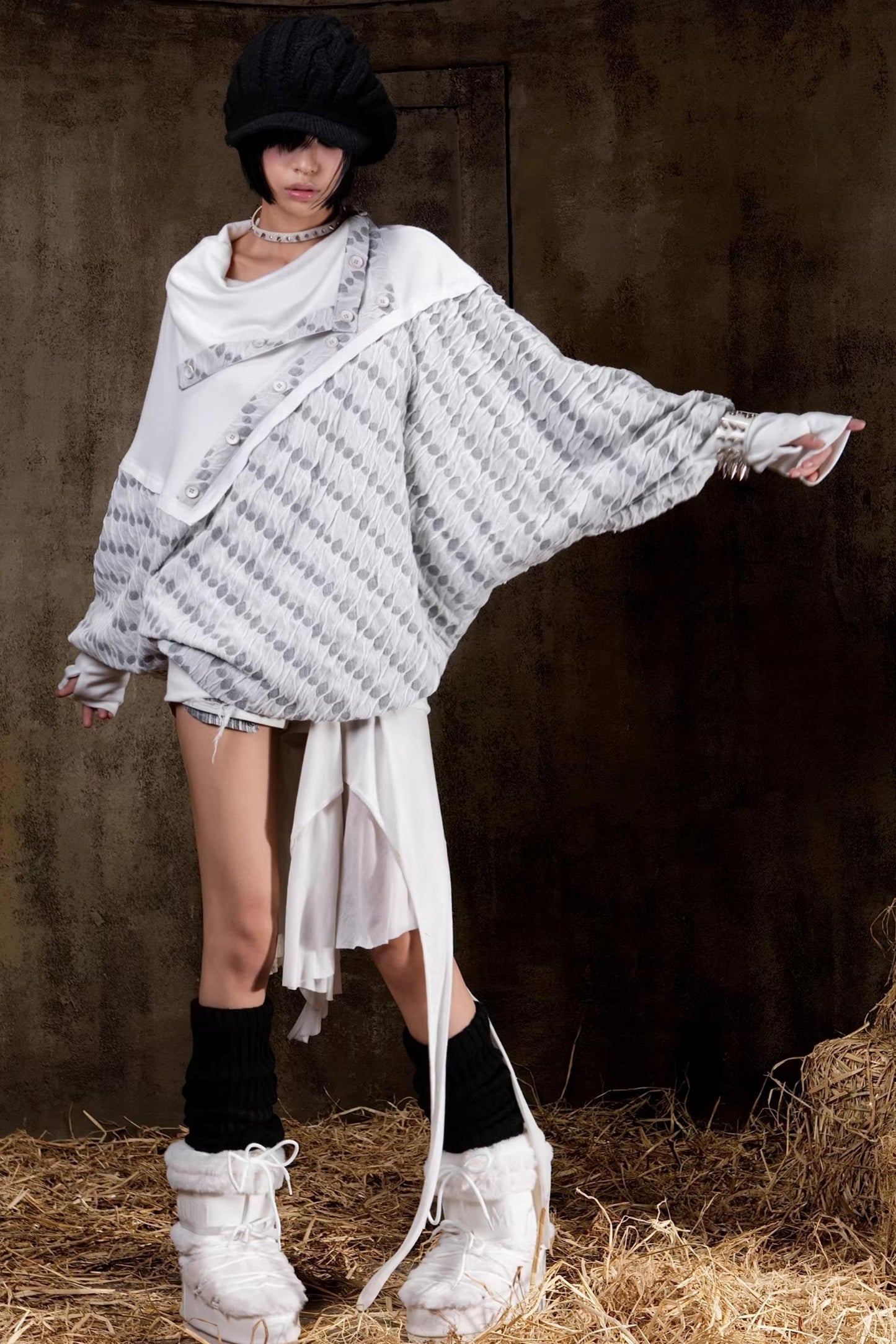 Turtleneck Batwing Sleeve Knit Top