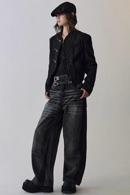 Gray Cat Whiskers Washed Jeans