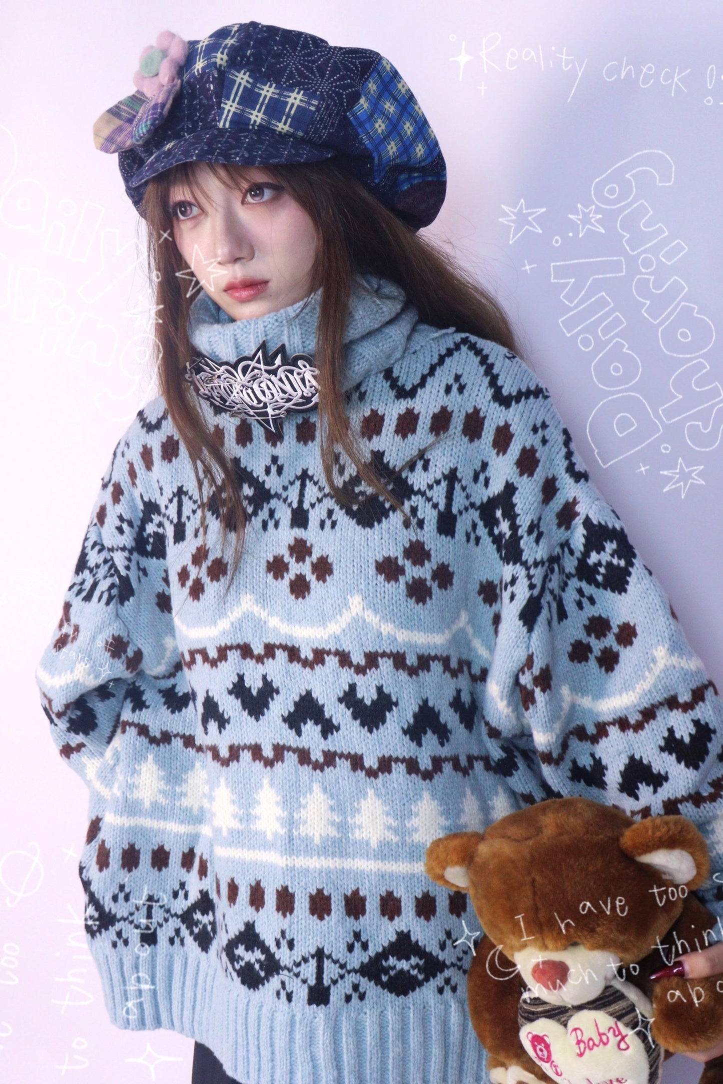 Floral Navy Patchwork Newsboy Cap