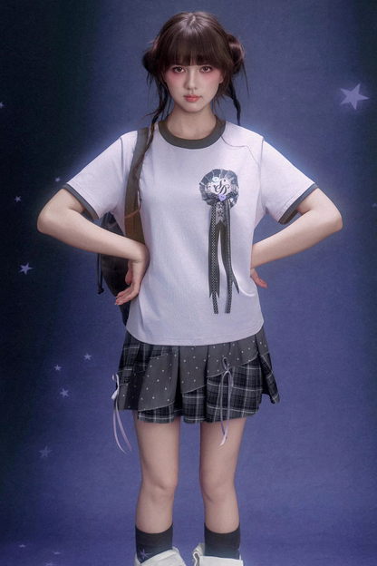 Gray Plaid Patchwork Pumpkin Skirt