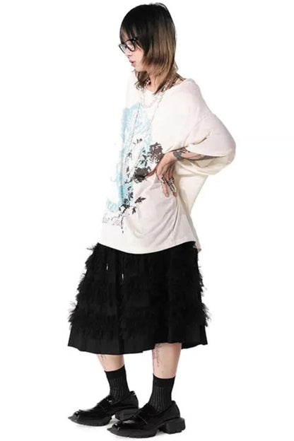 Oversized Cat Floral Legless T-Shirt