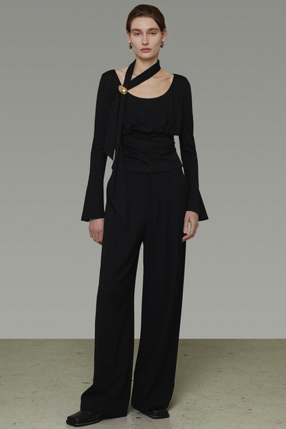 Halter Knit Bell Sleeve Top