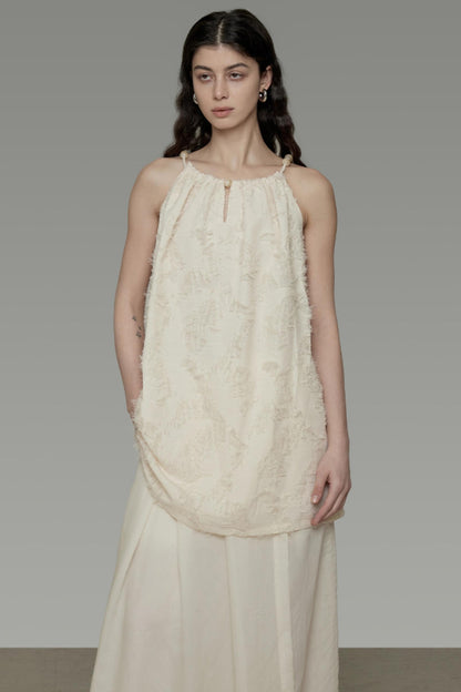 Floral Elegance Beaded Suspenders Top