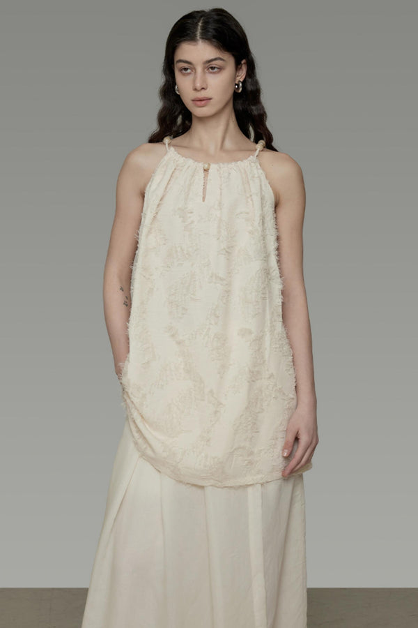 Floral Elegance Beaded Suspenders Top