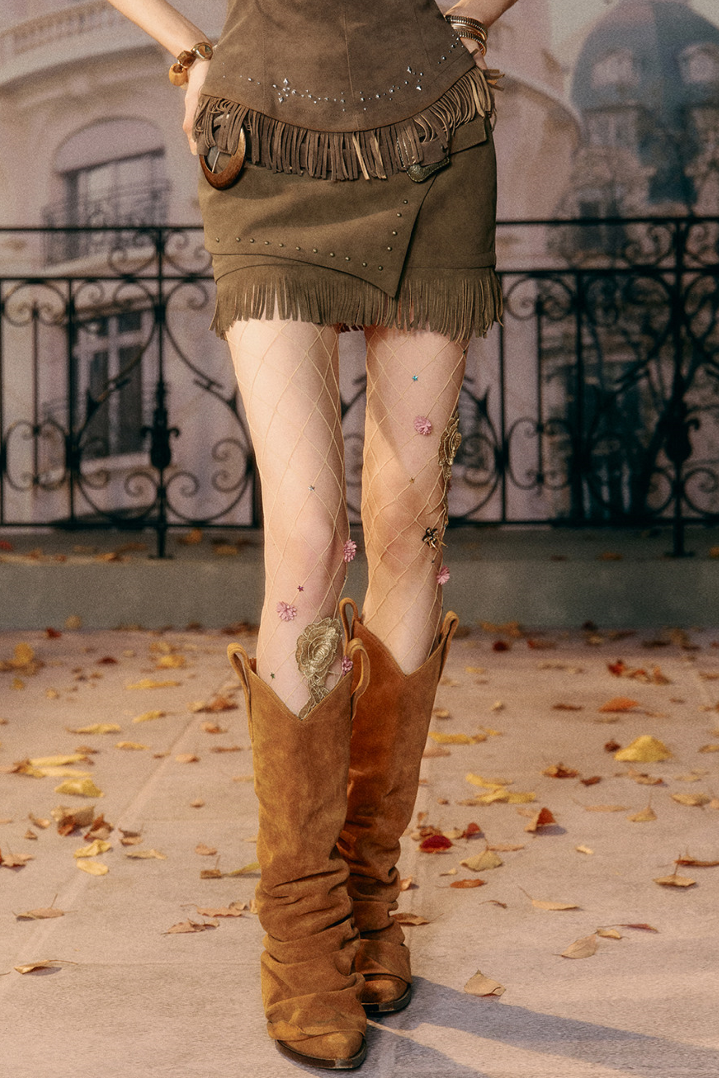 Retro Imitation Suede Tassel Skirt