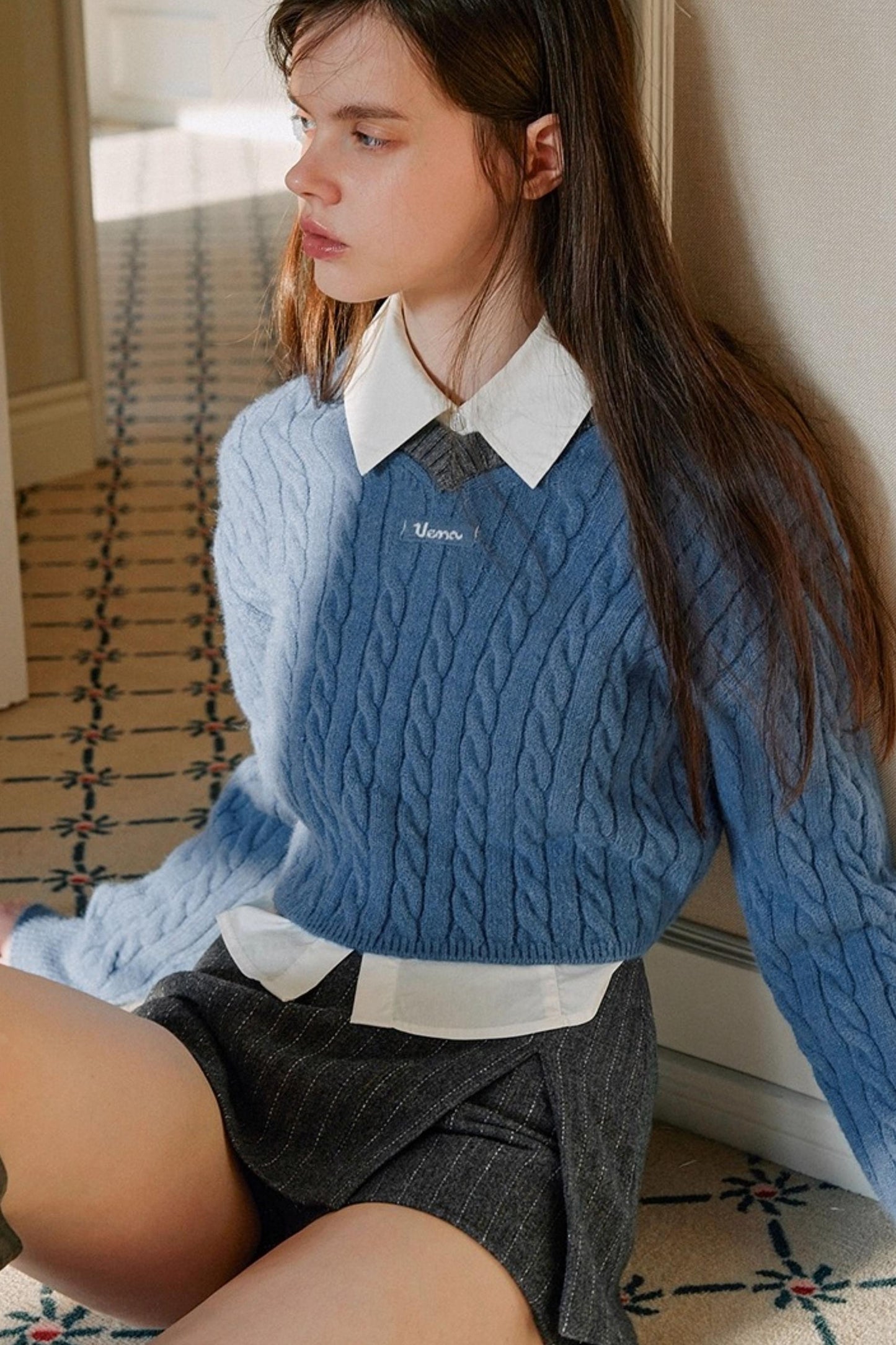 Retro Color-Blocked Knit Sweater