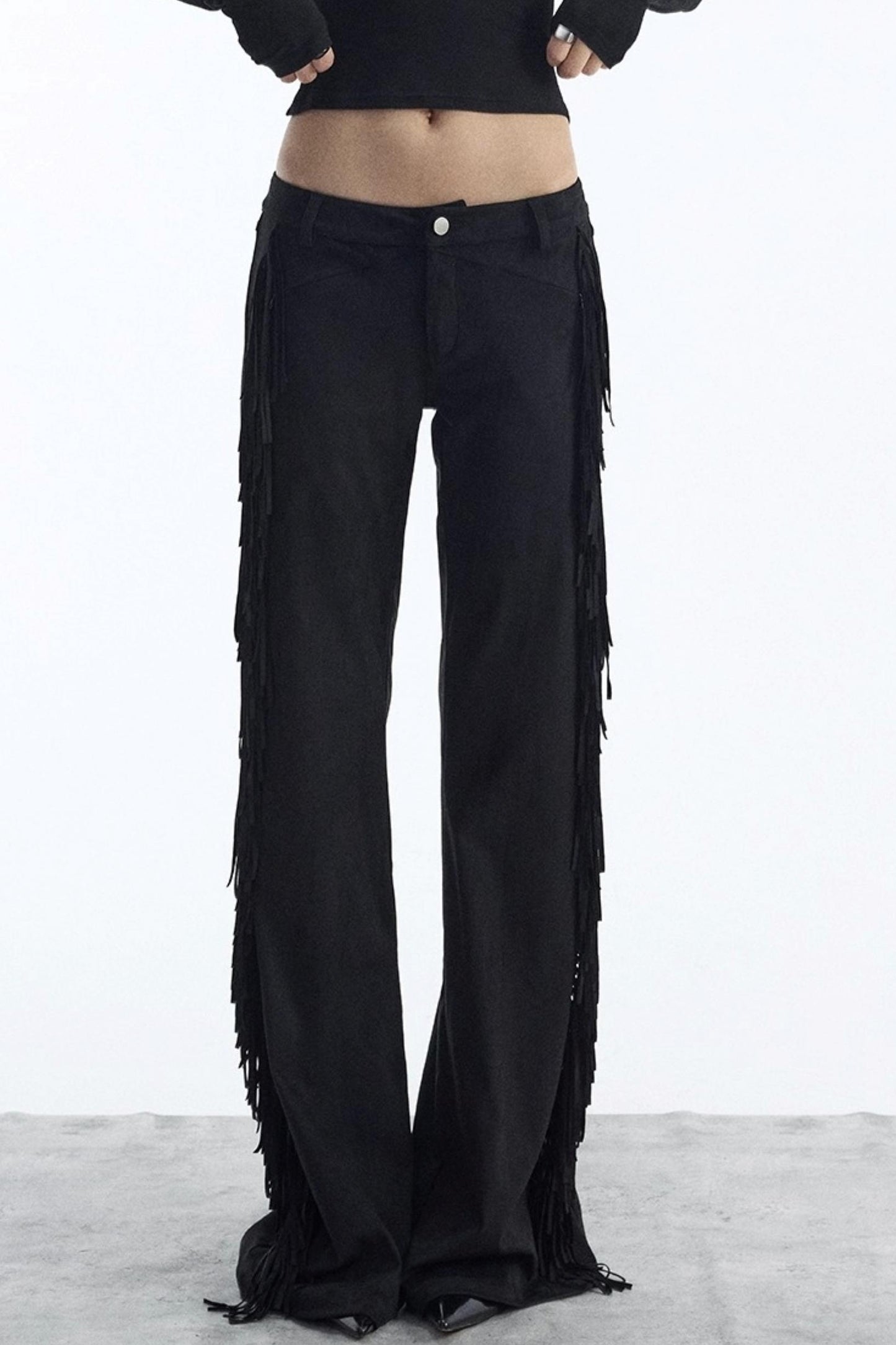 Vintage Low-Rise Fringe Pants