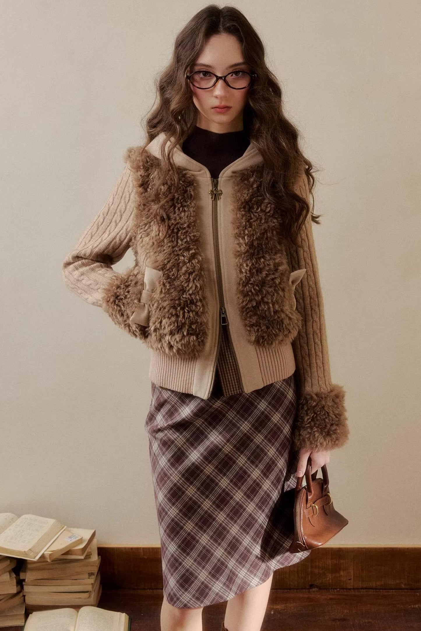 Eco-Friendly Fur Patchwork Jacket