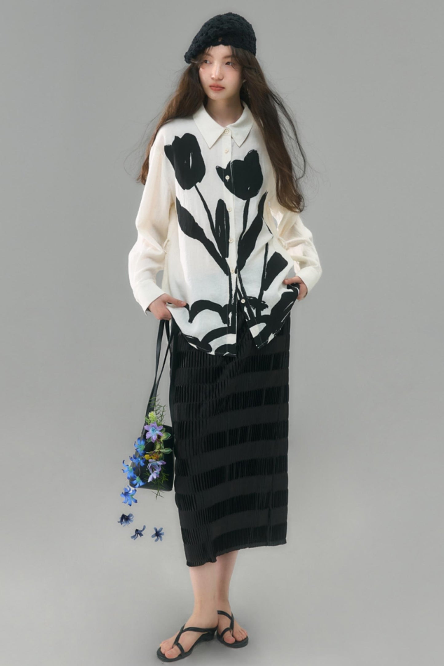 Mercerized Pleated Check Skirt