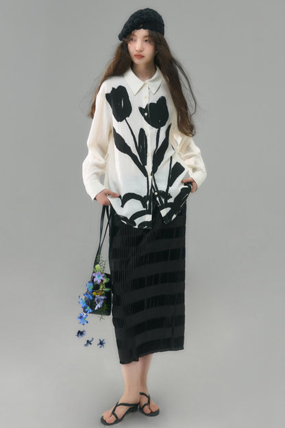 Mercerized Pleated Check Skirt