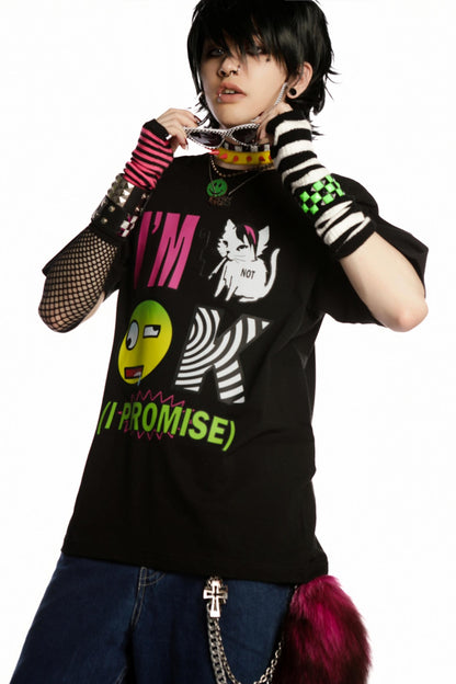 Emo Printed Punk Style T-Shirt