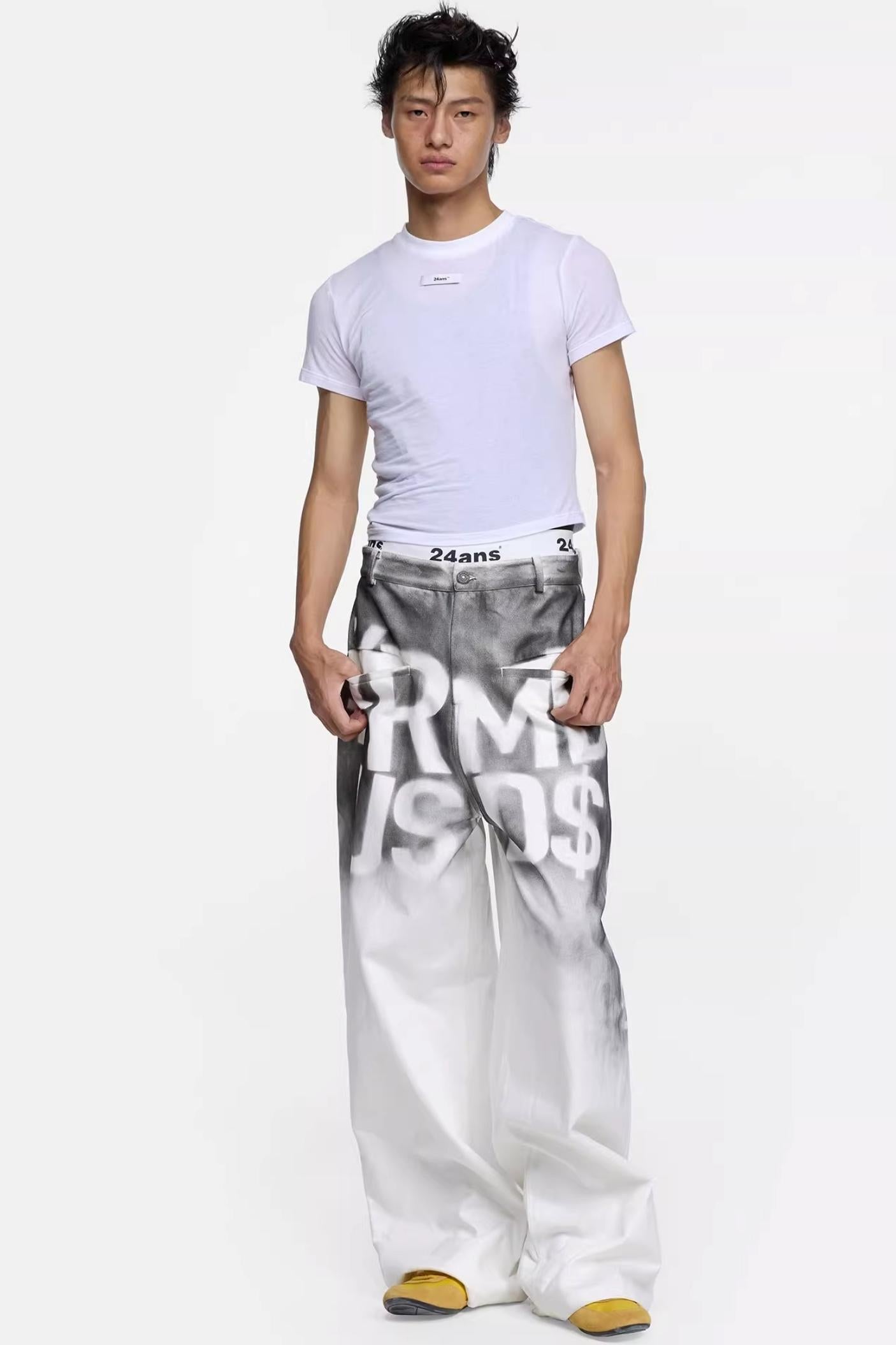 Hand-Painted Printed Jeans