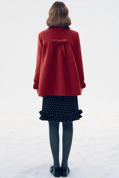 Red Bow Woolen Coat