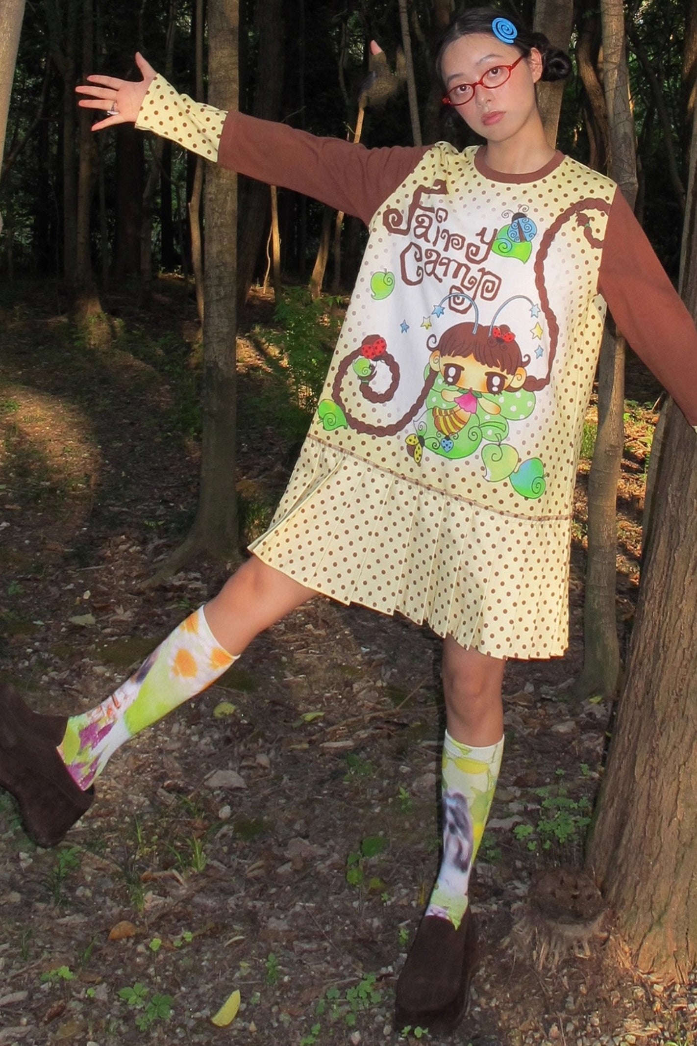 Fairy Camp Beige Pleated Dress