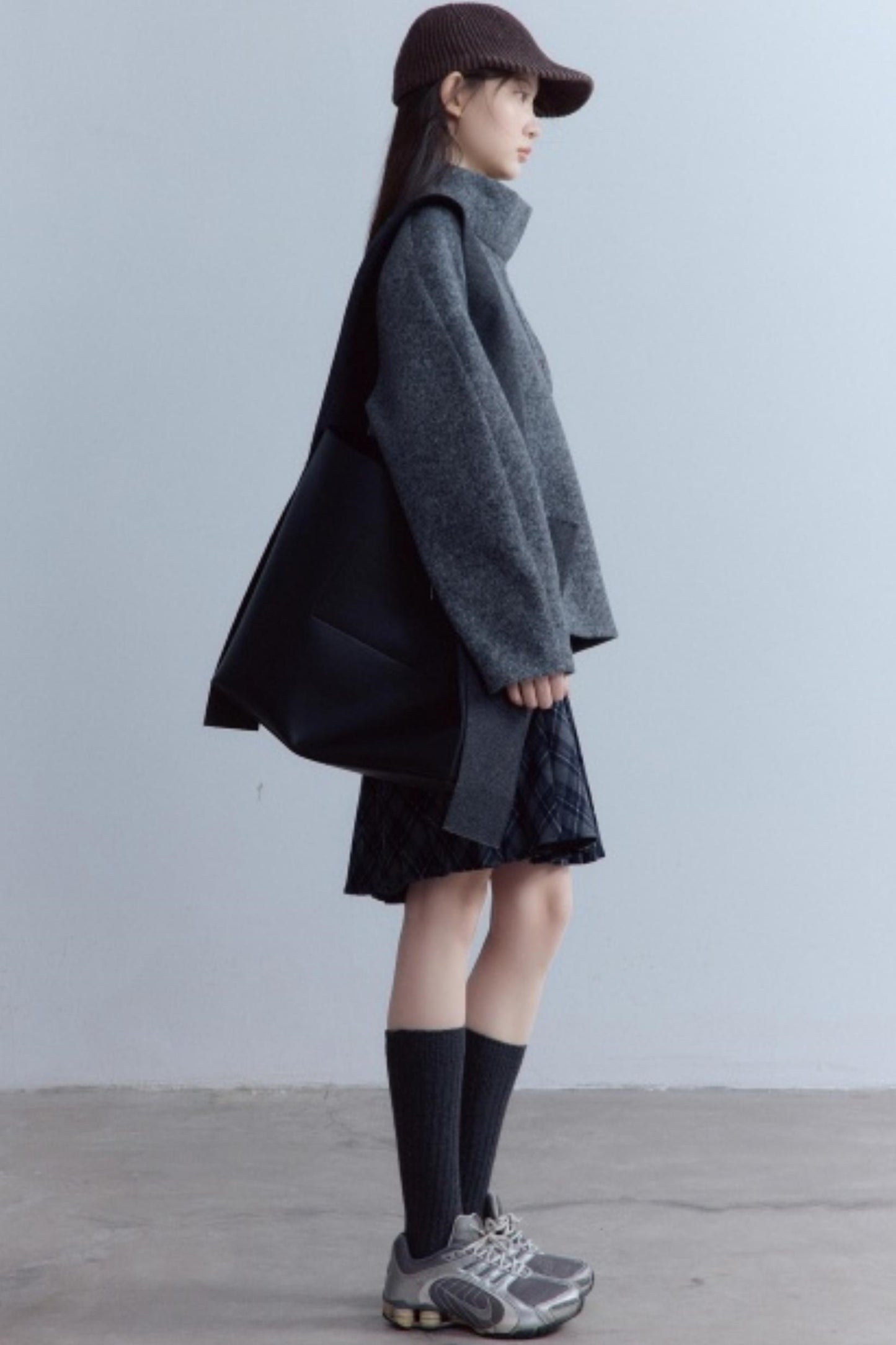 Carbon Gray Plush Wool Knit Set-Up