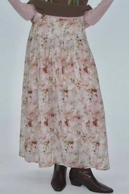 Shrink Silver Print Floral Skirt