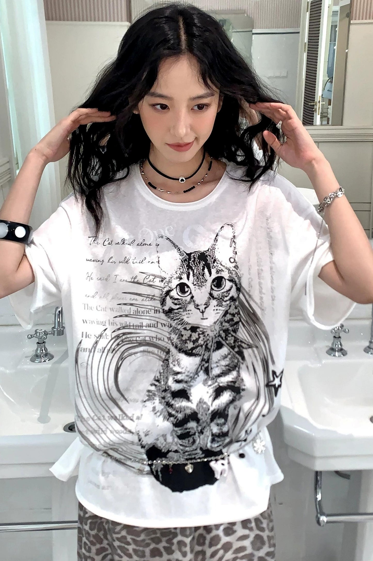 Retro Cat Print Top