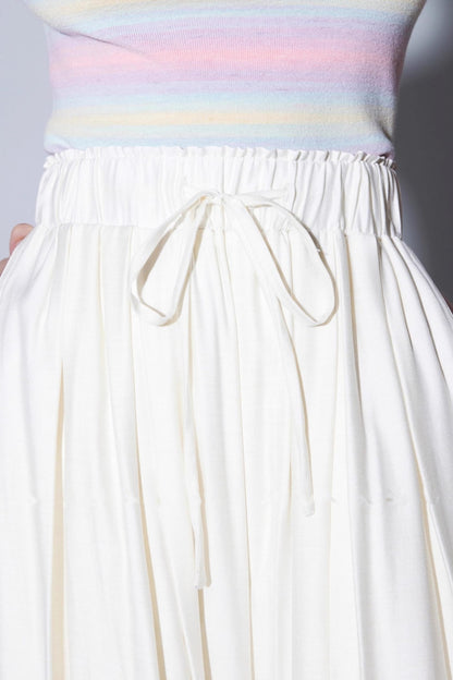 Cotton Elastic Lace-Up Wide-Leg Balloon Pants