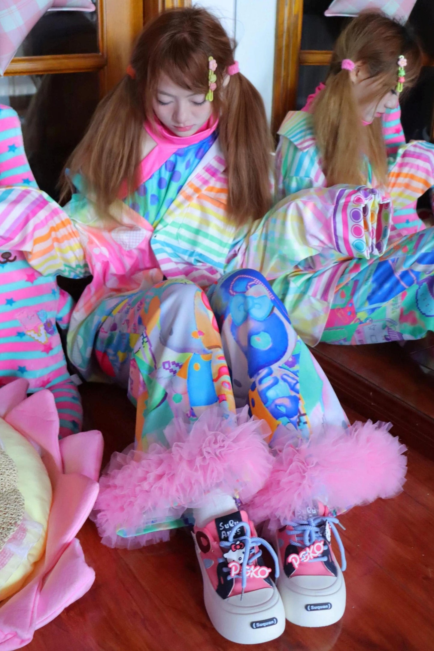 Rainbow Striped Loose Shirt