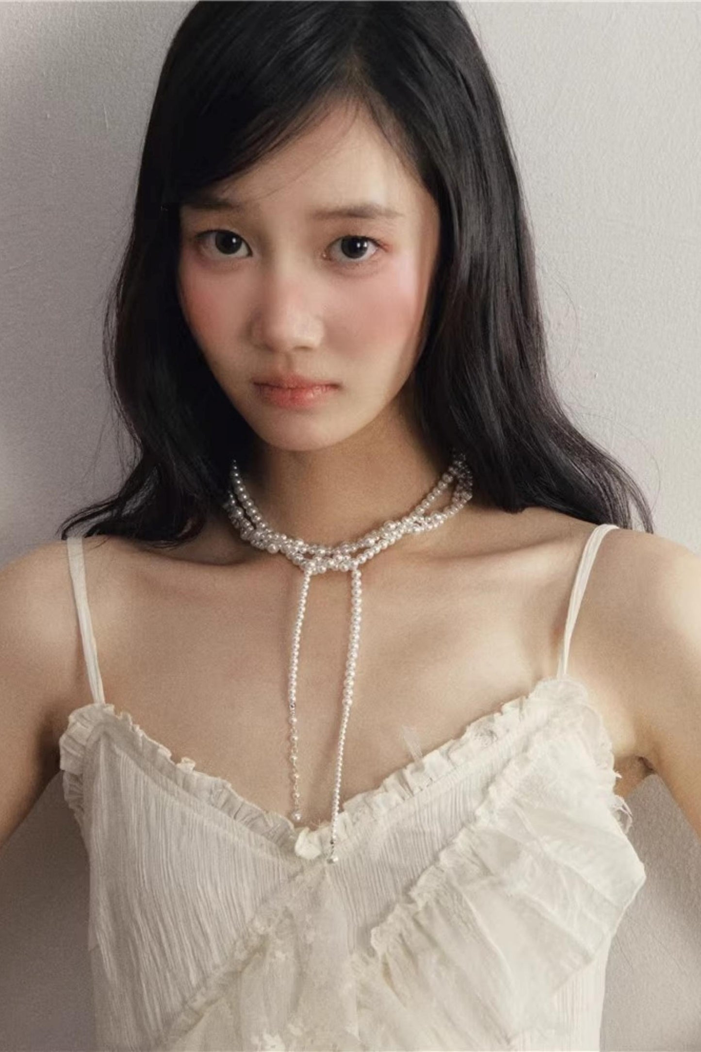 White Pearl Wrapped Necklace