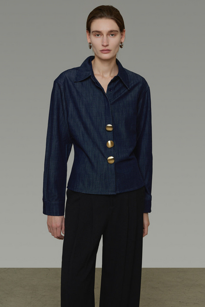 Vintage Denim Button Blouse