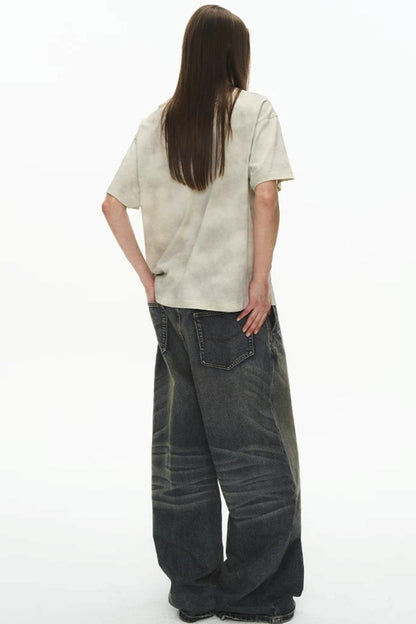 Retro Loose Cotton Spray-Painted T-Shirt
