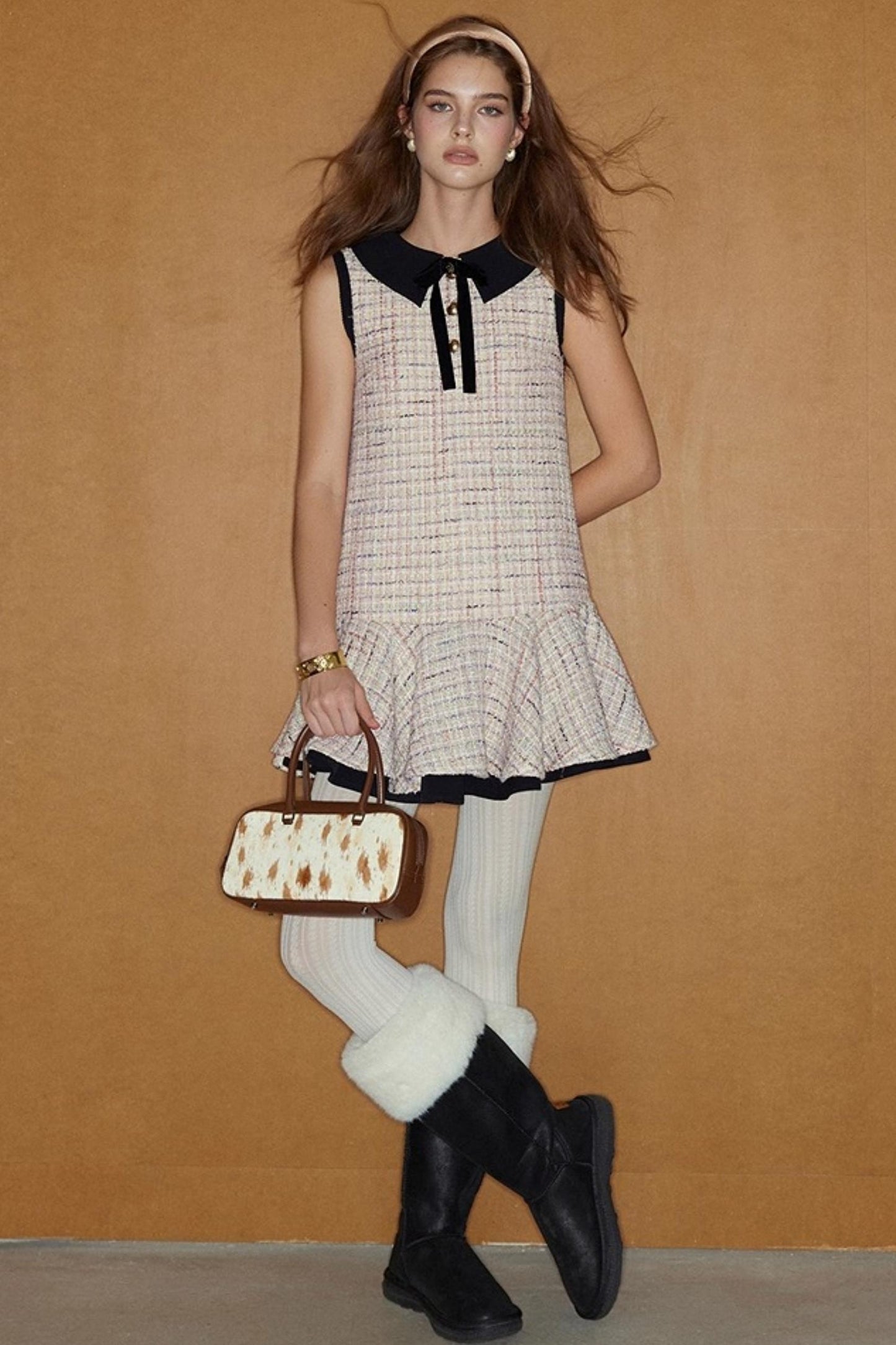 Pink Wool Pleated Dress