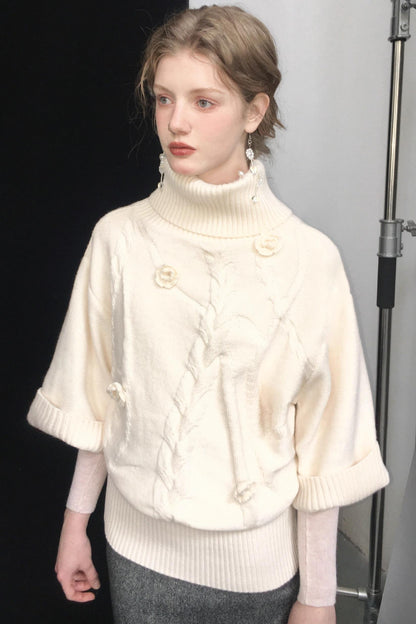 Reversible Merino Wool Cape Sweater