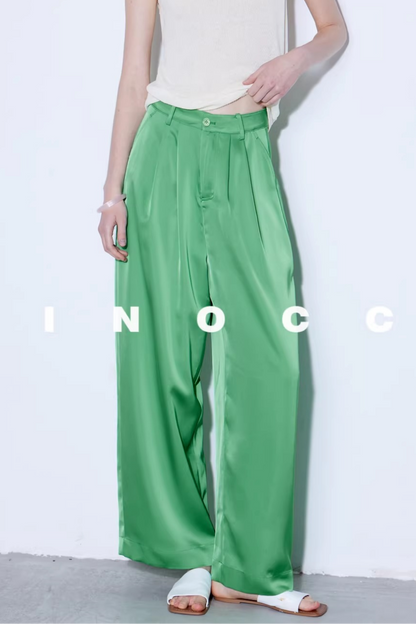 Silky Satin Wide-Leg Pants
